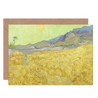 Image of Artery8 Vincent Van Gogh Wheatfield With A Reaper Fine Art Greeting Card Plus Envelope Blank Inside