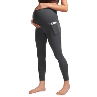 Image of CRZ Yoga Womens Butterluxe 25&#039;&#039; Maternity Leggings with Pockets Over The Belly Soft Workout Pregnancy Pants Mysterious Grey 14