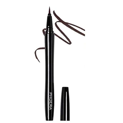 Image of AQUAPURITY PHOERA® WATERPROOF LIQUID EYELINER PEN BROWN BLACK AND 4 MORE COLOURS SMUDGE PROOF EYE LINER LONG LASTING MAKEUP COSMETICS UK (102 dark brown)