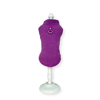 Image of Dog Fleece Harness Vest Jumper Sweater Coat for Small Breed Dogs, (L, Purple)