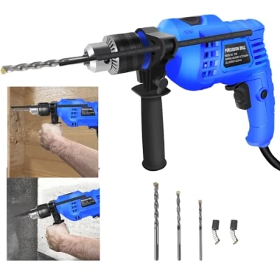 Image of 850W Hammer Drill, Electric Corded Drill Impact with Bits Set, 3000RPM Variable Speeds, 360 Rotating Handle, for Brick, Steel, Concrete, Masonry, Wood