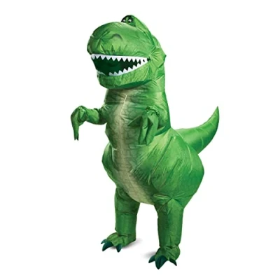 Image of DISGUISE 79926 Disney Pixar Rex Inflatable Toy Story 4 Costume, Cartoon, Green, One Size Adult