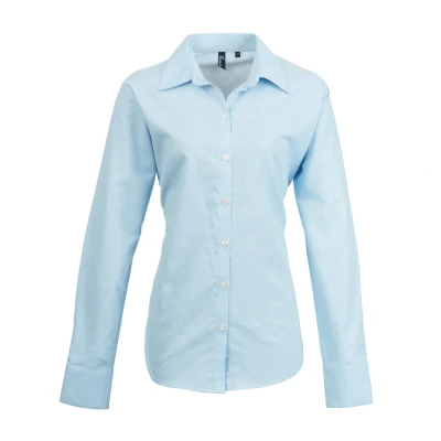Image of Premier Womens/Ladies Signature Oxford Long Sleeve Work Shirt (Light Blue) Size 12 UK