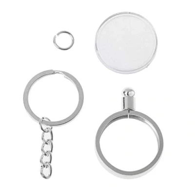 Image of LUOFANG 27mm Commemorative Coin Holder Keyring Medallion Souvenir Pendant Keychain Silver# 27