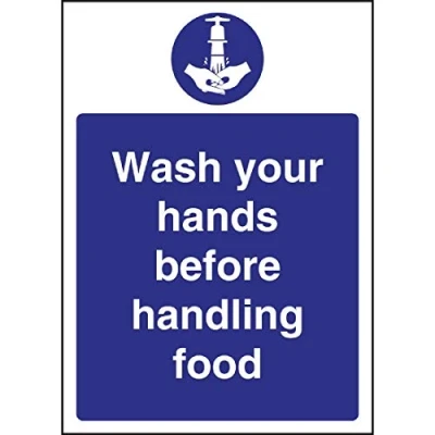 Image of Wash Hands Before Handling Food Sign Notice Plaque Wall Poster 300X200mm
