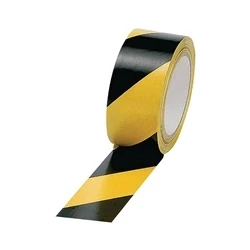 Image of Hazard Tape Soft PVC Internal Use 50mmx33m Black and Yellow [Pack 6]