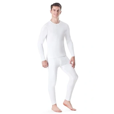 Image of Rocky Thermal Underwear For Men (Thermal Long Johns Set) Shirt &amp; Pants, Base Layer w/Leggings/Bottoms Ski/Extreme Cold (White Small)