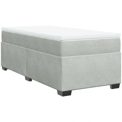 Image of vidaXL Box Spring Bed with Mattress Light Grey 90x200 cm Velvet