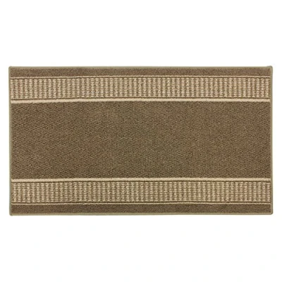 Image of JVL Granada Backed Machine Washable Entrance Runner Mat, Polypropylene/Latex, Brown/Beige, 120 x 67 1.2 cm