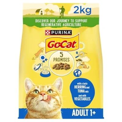 Image of Go Cat Adult Tuna, Herring &amp; Veg Dry Food 2kg, Pack of 4