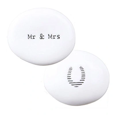 Image of East of India Porcelain Pebble Mr &amp; Mrs
