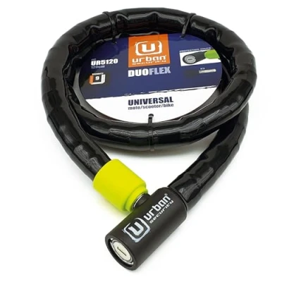 Image of Urban UR5120 Phyton Cable Lock, Reinforced Steel with Very Flexible Articulated Shielding, High Security Anti Theft Armored for Motorcycle, Electric Bicycle, Scooter, 120cm/3,9ft