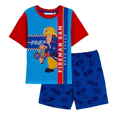 Image of Fireman Sam Boys Short Pyjamas Blue 2 3 Years