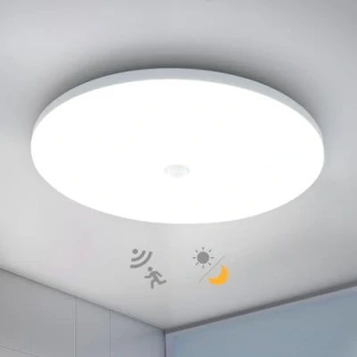 Image of Combuh LED Ceiling Light with Motion Sensor and Twilight Sensor, 18W 1800LM Ø30CM Round Lamp Inside, 6500K Cold White IP56 Bathroom Lights for Hallway, Stairs, Entrance