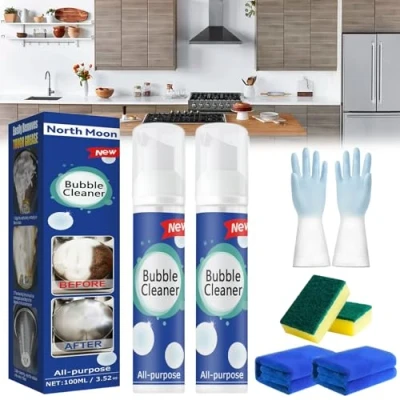 Image of All Purpose Rinse Free Cleaning Spray, Bubble Cleaner Foam, Kitchen Deep Powerful Stain,Stubborn Grease &amp; Grime Remover Spray (2Pcs 100ML)