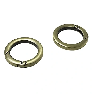 Image of Brass Round Carabiner Spring Snap Hooks Clip,Metal Key Ring,Trigger Keyring Buckle,Flat O Ring for Purses 6pcs (Bronze) ET689