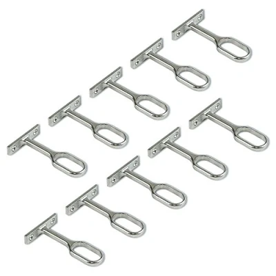 Image of Emuca 7061007 Central Support for Oval Wardrobe Hanging Rod, Nickel Plated, Set of 10 Pieces