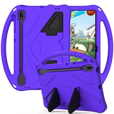 Image of Tablet Case For Samsung Galaxy Tab S7+/S7 Plus/S7 FE SM T970/T975/T976/T978/T730/T733/T735/T736/T738 Kids Friendly Lightweight Shockproof Cover with Handle Stand Purple