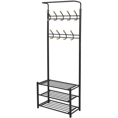 Image of vidaXL Clothes Rack with Shoe Storage 68x32x182.5 cm Black