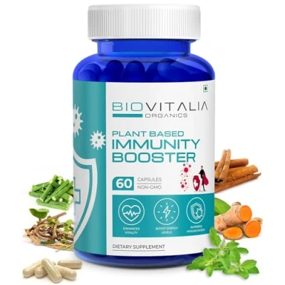Image of Biovitalia Plant Based Immunity Booster Capsule for Adult Men &amp; Women Dietary Supplement Helps Boost Immune System Support Healthy Heart Function 60 Veg Capsules