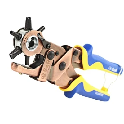 Image of S&amp;R Hole Punch Pliers, Tool Steel Lever Transmission, 6 Holes Round, 3 4.5mm &amp; Oval, 6.1x4.0mm Rectangular, 6.6x3.6 7.5x3.6mm, 250x80mm, 528g
