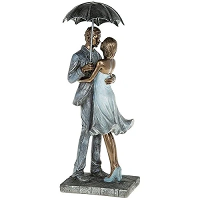 Image of Rainy Day Romantic Embrace Figures Sculpture