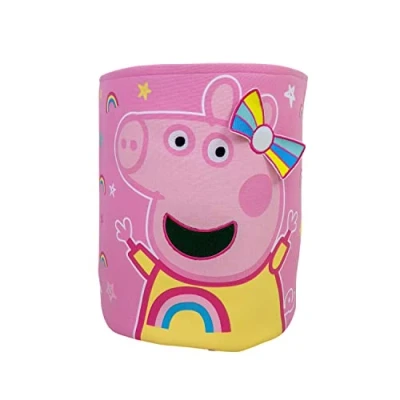 Image of Character World Peppa Pig Official Storage Bin Bowstar Design, Toy Box Laundry Basket Organiser For Children&#039;s Bedroom, Kids Playroom 38 x 31 31cm Cotton Canvas