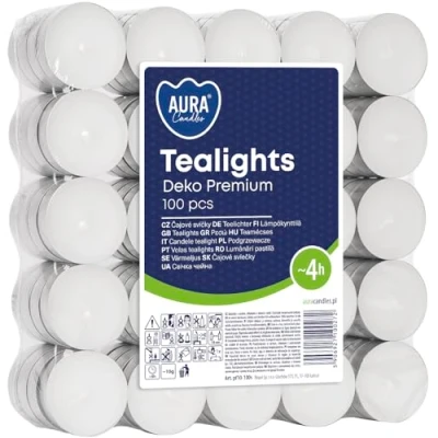 Image of Bispol Tea Lights White 4 Hours Burning Time Unscented Pack of 100