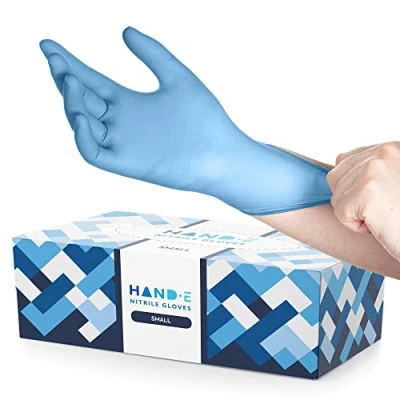 Image of Blue Nitrile Disposable Gloves, Small, 200 Count, Latex Free Medical Examination Food Safe Kitchen Gloves Powder