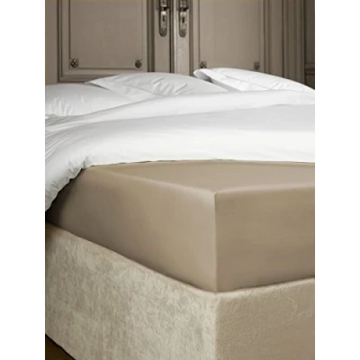 Image of De Witte Lietaer Bumblebee Luxury Percale Cotton Fitted Sheet, Cotton, Vison Taupe, 160 x 200 40 cm