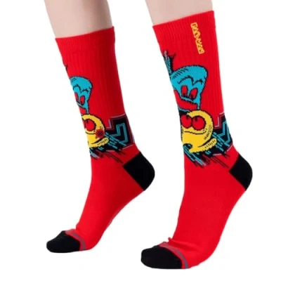 Image of Stance Waka Crew Socks Pac Man Retro Game Red Patterned Calf Medium