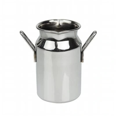 Image of Olympia Stainless Steel Mini Milk Churn Medium 120 ml/4.25 oz, High Polished Finish, Wide Lip for Easy Pouring, Dishwasher Safe, CL209