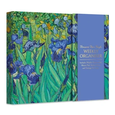 Image of Weekly Planner Organiser With Sticky Notes Van Gogh Irises Design