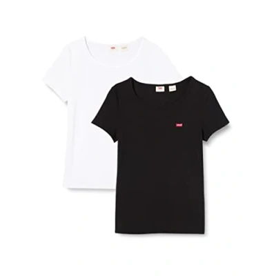 Image of Levi&#039;s TEE 2 PACK Basic Tshirt, Women&#039;s, Size: XS, White/mineral black