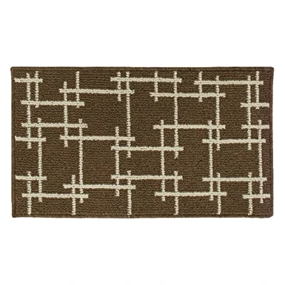Image of JVL Vector Machine Washable Latex Backed Doormat, 40x70cm, Brown