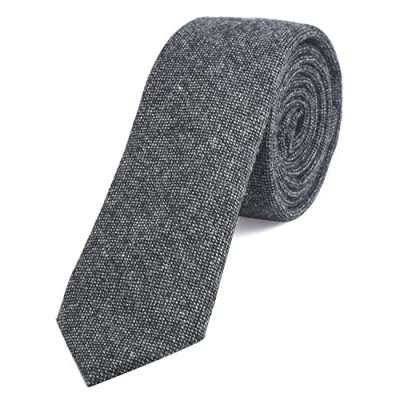Image of DonDon Narrow Men&#039;s Cotton Tie 2.36 inch 6 cm black grey
