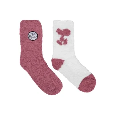 Image of United Labels The Peanuts Snoopy Cuddly Socks for Women Fluffy Winter Warm Pink/White (Pack of 2), pink / white, 35 38