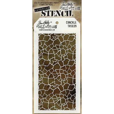 Image of Stampers Anonymous Tim Holtz Stencils Crackle,White,4.125&quot; x 8.5&quot;