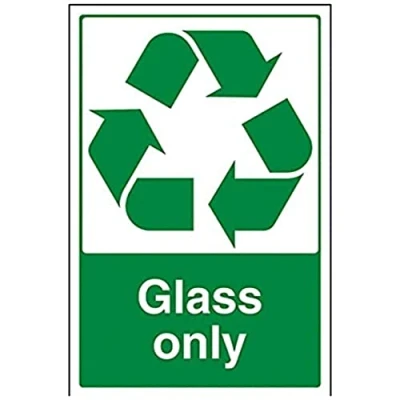 Image of V Safety Glass Only Recycling Sign 200mm x 300mm Self Adhesive Vinyl
