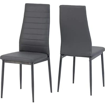 Image of Seconique Abbey Dining Chair Set of 2 in Grey Pu