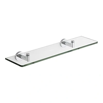 Image of Milano Mirage Modern Wall Mounted Bathroom Glass Shelf Chrome Brackets 500mm