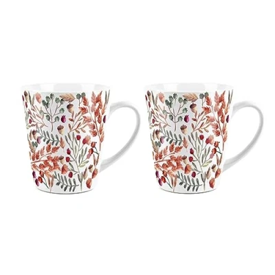 Image of Purely Home Autumn Acorns Small Latte Mugs Ceramic Cup Tea/Coffee Autumnal Present Gift Set of 2