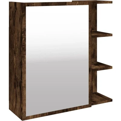 Image of vidaXL Bathroom Mirror Cabinet Smoked Oak 62.5x20.5x64cm Engineered Wood