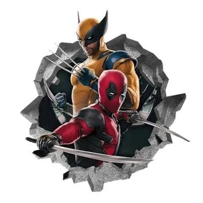 Image of 3D Wolverine and Deadpool Anime Wallpaper Wall Decals Sticker,Children Bedroom Background Decoration Self Adhesive Sticker Decor,Anime Poster Birthday Party Supplies