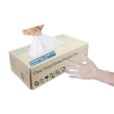 Image of 100 (1 Box) x Clear Vinyl (Latex &amp; Powder Free) Gloves Disposable Safety Food Catering Cleaning etc. (Small)