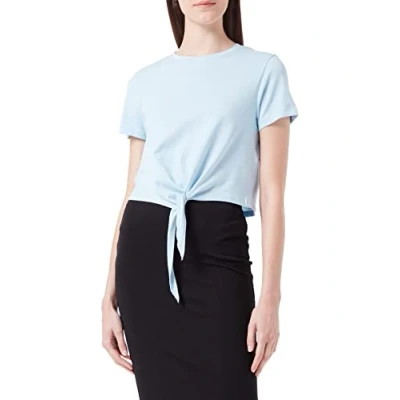 Image of ONLY Women&#039;s ONLMAY S/S Short Knot TOP JRS T Shirt, Cashmere Blue, S