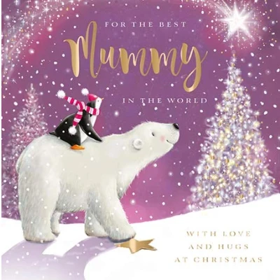 Image of Best Mummy Christmas Card (LD X13947IW) Cute Polar Bear and Penguin for Her from the Collection by Ling Design