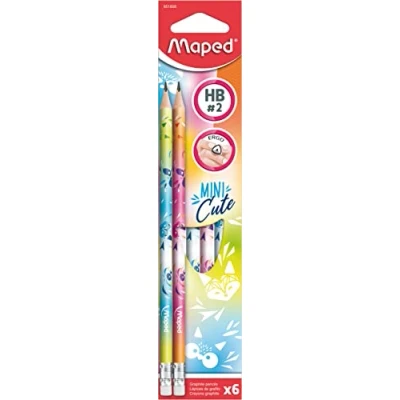 Image of Maped Mini Cute HB pencil with eraser head 6 pieces