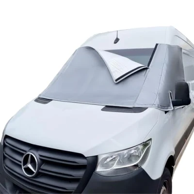 Image of Marvix External Thermal Screen Cab Cover Windscreen for Sprinter 2018 Onwards Motorhome Campervan Blackout Silver Blind