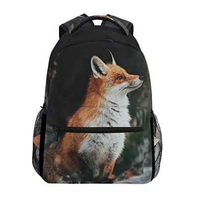 Image of Hunihuni Wild Forest Beautiful Fox Durable Backpack College School Book Shoulder Bag Daypack for Boys Girls Man Woman